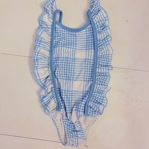 Sweet Honey Toddler Baby Blue Gingham One piece swimsuit 12 months